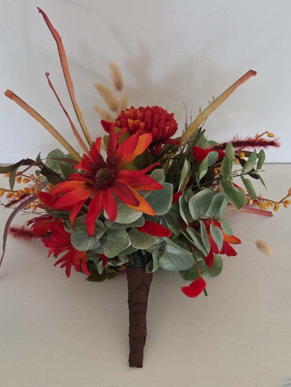 Artificial Red and Green Wedding Or Decor Bouquet